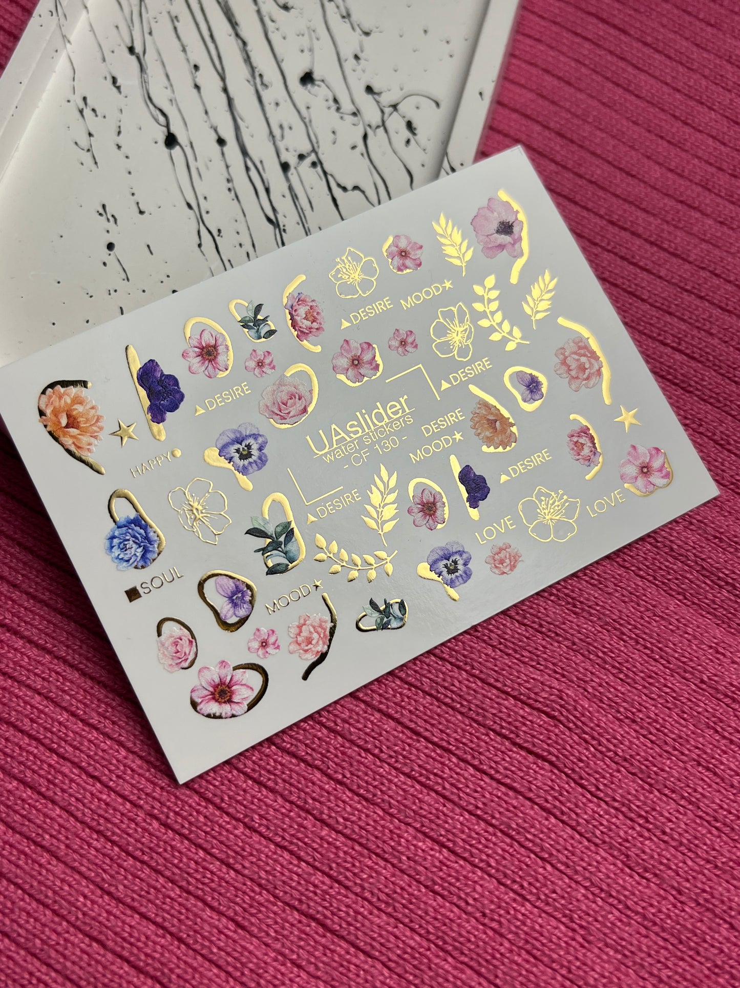 Nail Water Decal CF-130 | Floral Water Slide Nail Decals | Anemones, Peonies & Romantic Flower Designs