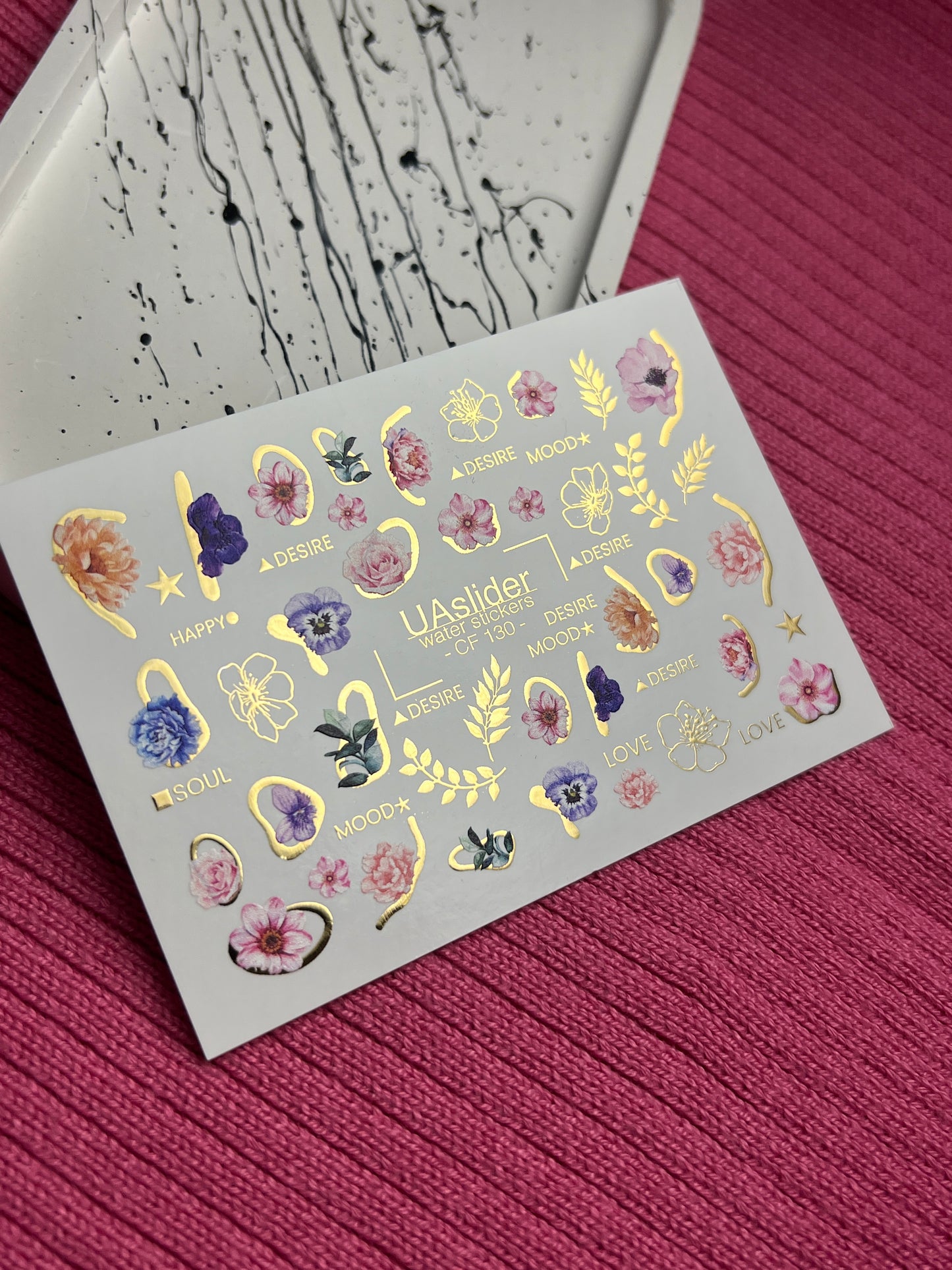 Nail Water Decal CF-130 | Floral Water Slide Nail Decals | Anemones, Peonies & Romantic Flower Designs