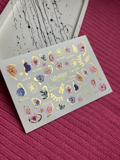 Nail Water Decal CF-130 | Floral Water Slide Nail Decals | Anemones, Peonies & Romantic Flower Designs