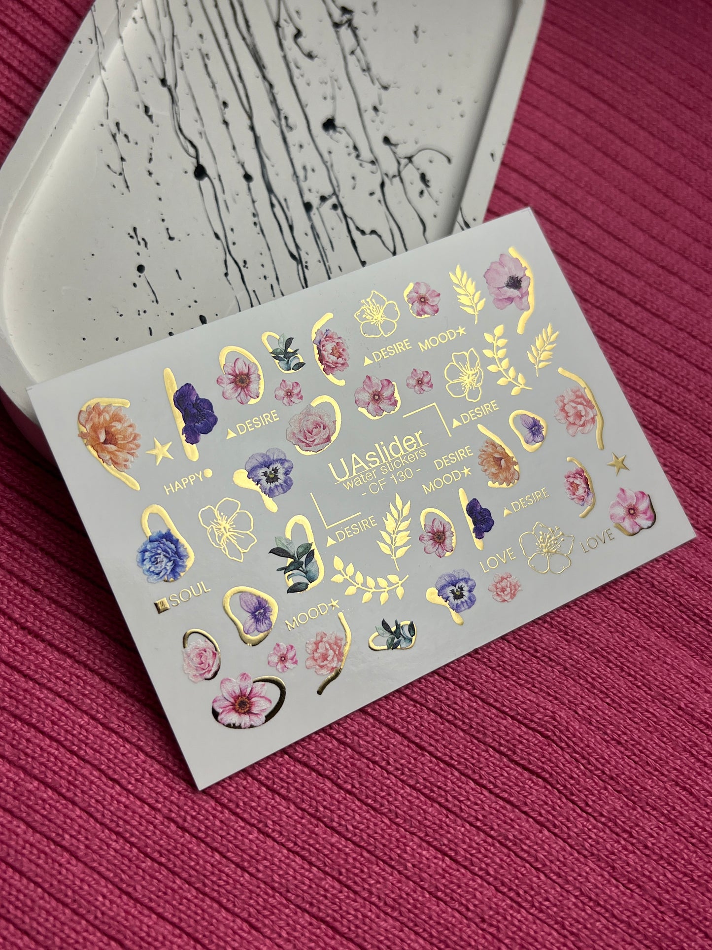 Nail Water Decal CF-130 | Floral Water Slide Nail Decals | Anemones, Peonies & Romantic Flower Designs