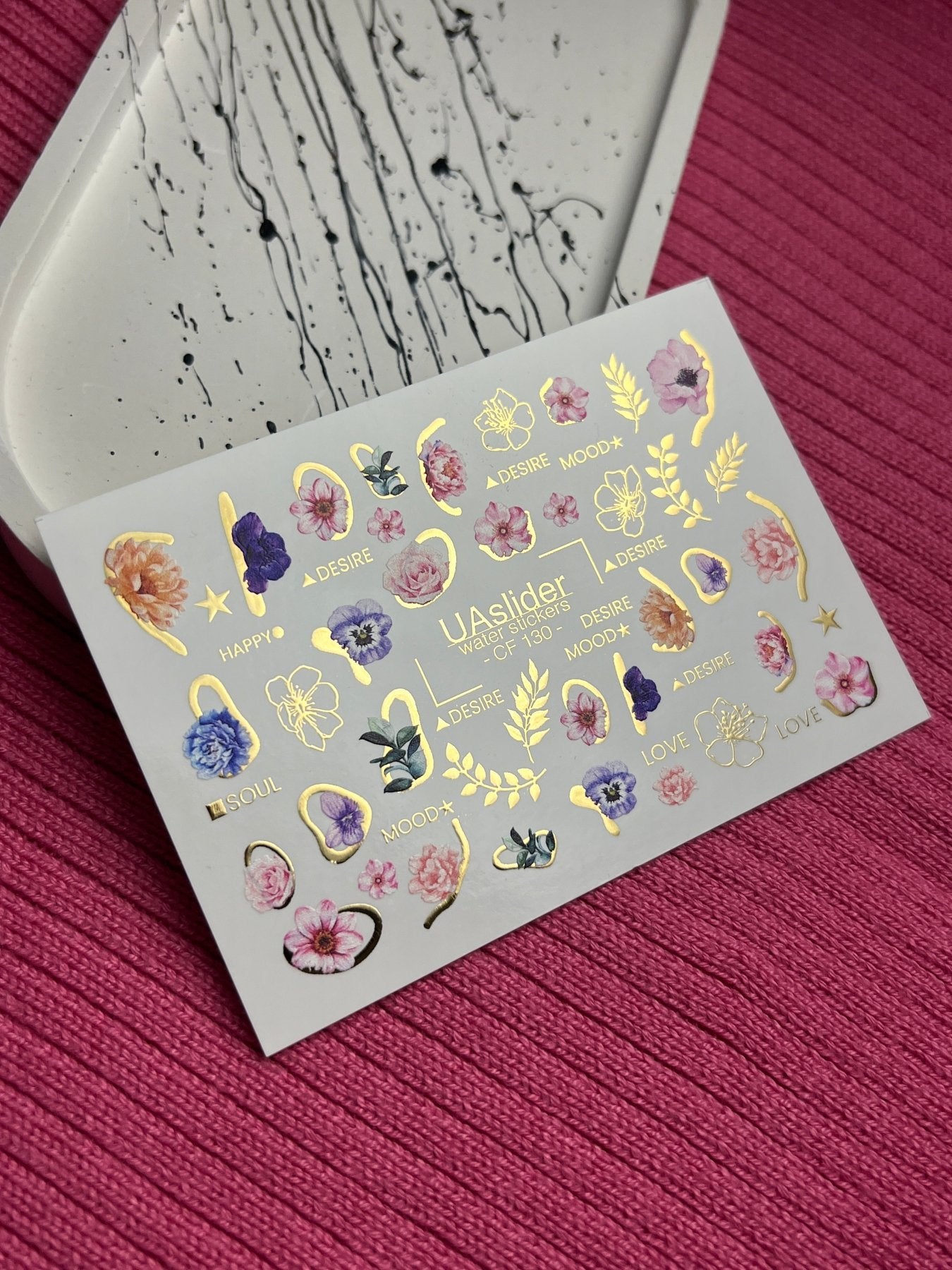 Nail Water Decal CF-130 | Floral Water Slide Nail Decals | Anemones, Peonies & Romantic Flower Designs - UASLIDER