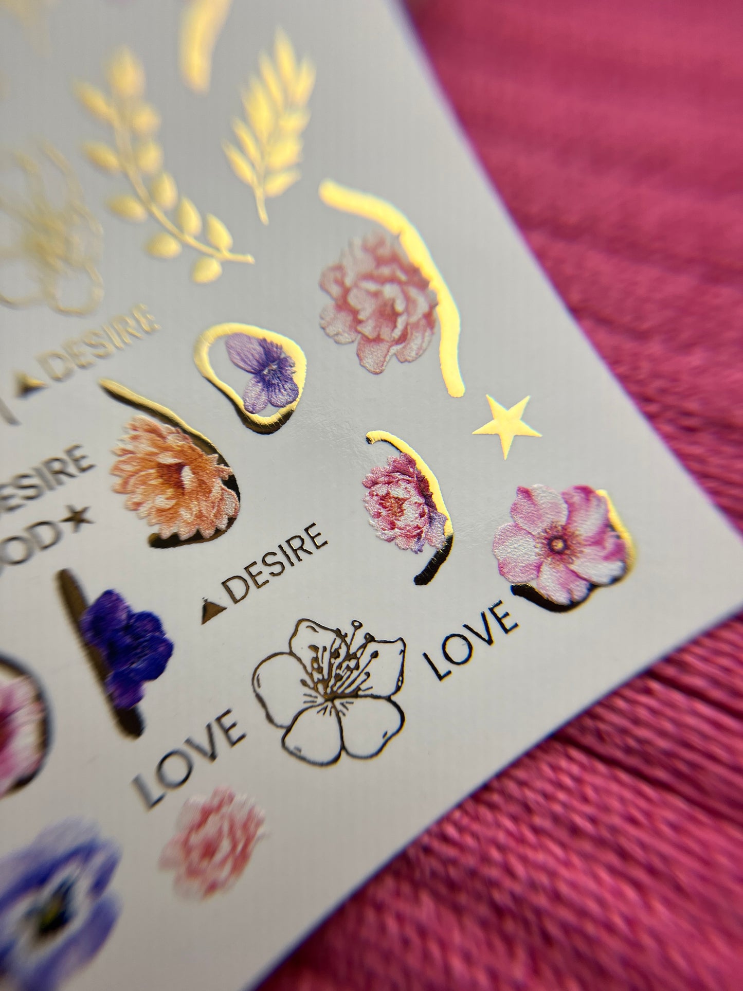 Nail Water Decal CF-130 | Floral Water Slide Nail Decals | Anemones, Peonies & Romantic Flower Designs