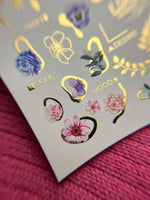 Nail Water Decal CF-130 | Floral Water Slide Nail Decals | Anemones, Peonies & Romantic Flower Designs - UASLIDER