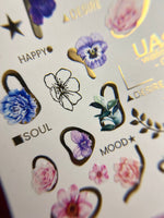 Nail Water Decal CF-130 | Floral Water Slide Nail Decals | Anemones, Peonies & Romantic Flower Designs - UASLIDER