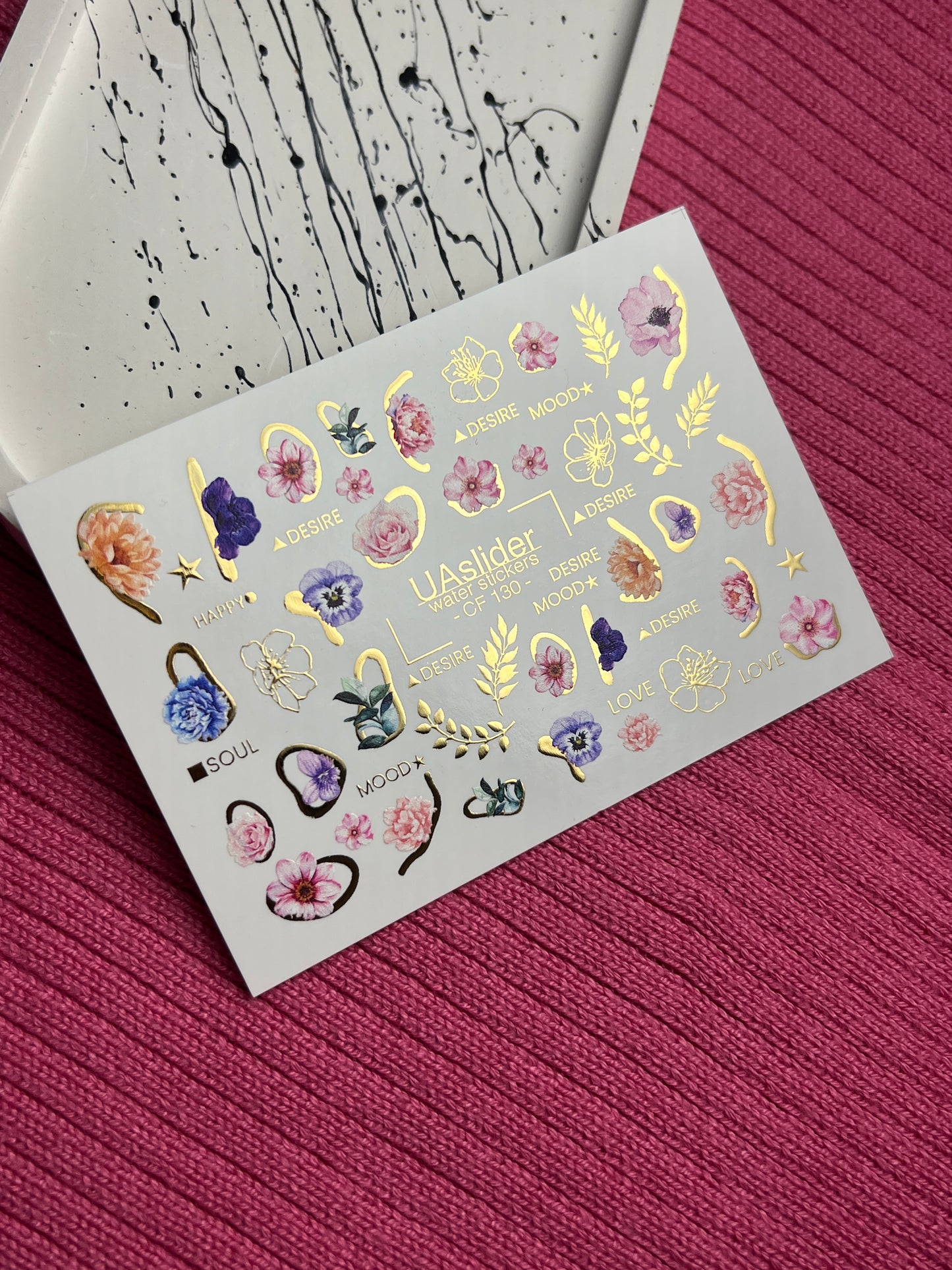 Nail Water Decal CF-130 | Floral Water Slide Nail Decals | Anemones, Peonies & Romantic Flower Designs