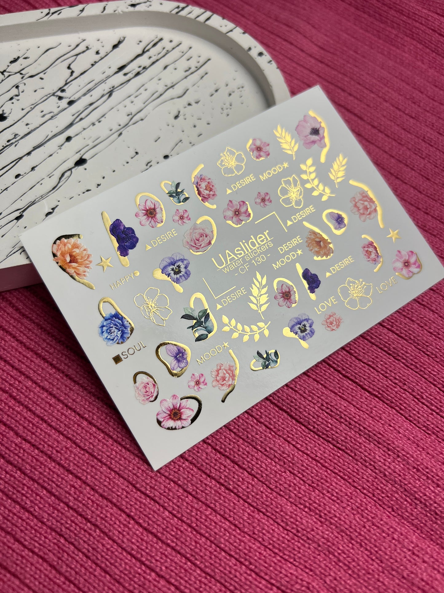 Nail Water Decal CF-130 | Floral Water Slide Nail Decals | Anemones, Peonies & Romantic Flower Designs