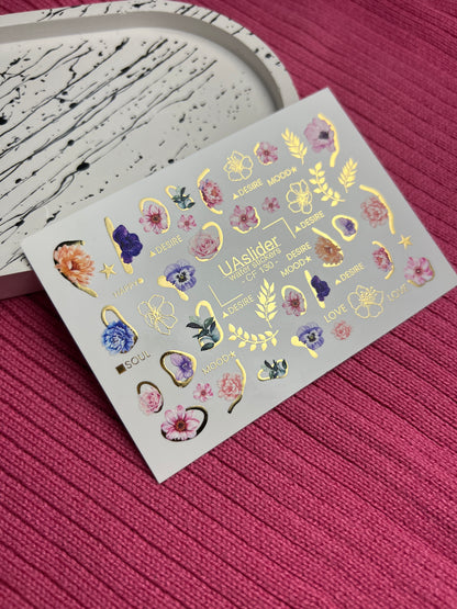 Nail Water Decal CF-130 | Floral Water Slide Nail Decals | Anemones, Peonies & Romantic Flower Designs