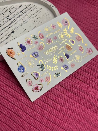 Nail Water Decal CF-130 | Floral Water Slide Nail Decals | Anemones, Peonies & Romantic Flower Designs