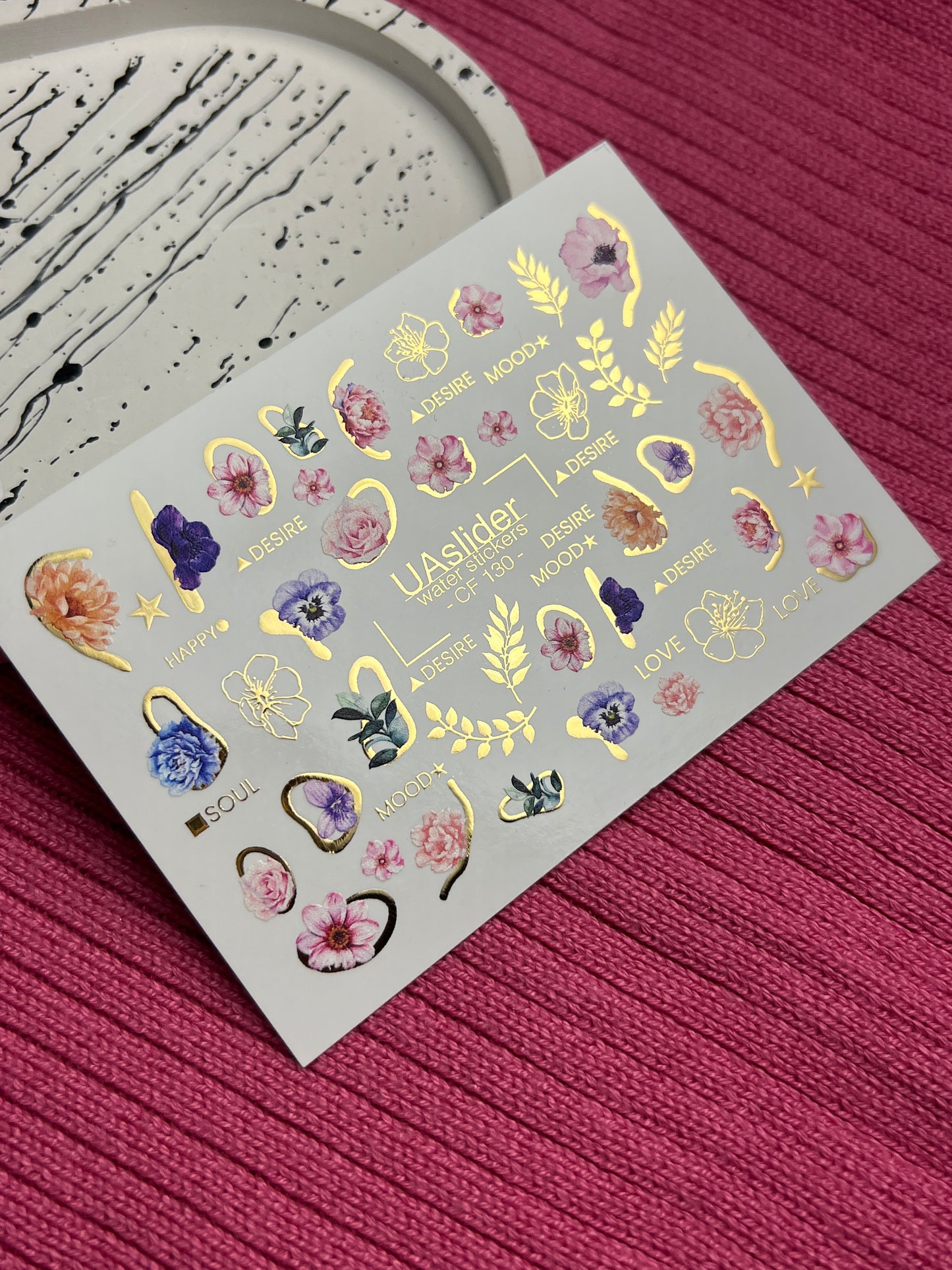 Nail Water Decal CF-130 | Floral Water Slide Nail Decals | Anemones, Peonies & Romantic Flower Designs