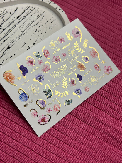 Nail Water Decal CF-130 | Floral Water Slide Nail Decals | Anemones, Peonies & Romantic Flower Designs