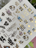 Nail Water Decal CF-132 | Minimalist Water Slide Nail Decals | Words, Quotes & Gold Leaf Accents - UASLIDER