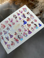 Nail Water Decal CF-137 | Fashion Girl Water Slide Nail Decals | Floral Bouquets & Gold Hearts - UASLIDER