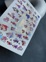 Nail Water Decal CF-137 | Fashion Girl Water Slide Nail Decals | Floral Bouquets & Gold Hearts - UASLIDER
