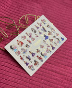 Nail Water Decal CF-137 | Fashion Girl Water Slide Nail Decals | Floral Bouquets & Gold Hearts - UASLIDER