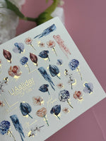 Nail Water Decal CF-139 | Floral Water Slide Nail Decals | Roses, Tulips & Gold Foil Accents - UASLIDER