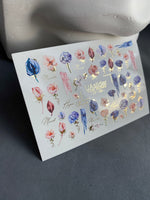 Nail Water Decal CF-139 | Floral Water Slide Nail Decals | Roses, Tulips & Gold Foil Accents - UASLIDER