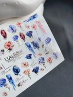 Nail Water Decal CF-139 | Floral Water Slide Nail Decals | Roses, Tulips & Gold Foil Accents - UASLIDER