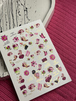 Nail Water Decal CF-140 | Fashion & Floral Water Slide Nail Decals | Shoes, Lipstick & Gold Foil Accents - UASLIDER