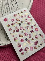 Nail Water Decal CF-140 | Fashion & Floral Water Slide Nail Decals | Shoes, Lipstick & Gold Foil Accents - UASLIDER