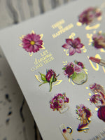 Nail Water Decal CF-140 | Fashion & Floral Water Slide Nail Decals | Shoes, Lipstick & Gold Foil Accents - UASLIDER