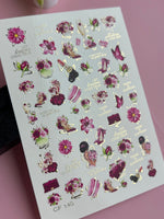 Nail Water Decal CF-140 | Fashion & Floral Water Slide Nail Decals | Shoes, Lipstick & Gold Foil Accents - UASLIDER