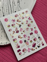 Nail Water Decal CF-140 | Fashion & Floral Water Slide Nail Decals | Shoes, Lipstick & Gold Foil Accents - UASLIDER