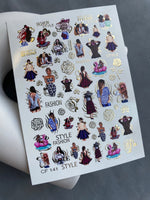 Nail Water Decal CF-141 | Summer Fashion Water Slide Nail Decals | Girls, Flamingos & Gold Roses - UASLIDER