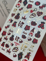 Nail Water Decal CF-142 | Valentine’s Day Water Slide Nail Decals | Hearts, Love Quotes & Gold Foil - UASLIDER