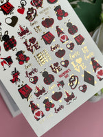 Nail Water Decal CF-142 | Valentine’s Day Water Slide Nail Decals | Hearts, Love Quotes & Gold Foil - UASLIDER