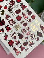 Nail Water Decal CF-142 | Valentine’s Day Water Slide Nail Decals | Hearts, Love Quotes & Gold Foil - UASLIDER