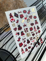 Nail Water Decal CF-142 | Valentine’s Day Water Slide Nail Decals | Hearts, Love Quotes & Gold Foil - UASLIDER