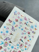 Nail Water Decal CF-143 | Wildflower Water Slide Nail Decals | Colorful Blooms & Gold Foil Accents - UASLIDER