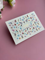Nail Water Decal CF-143 | Wildflower Water Slide Nail Decals | Colorful Blooms & Gold Foil Accents - UASLIDER