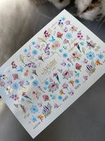 Nail Water Decal CF-143 | Wildflower Water Slide Nail Decals | Colorful Blooms & Gold Foil Accents - UASLIDER