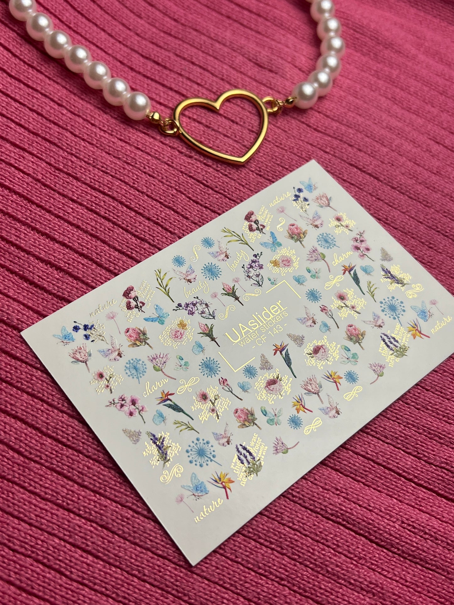 Nail Water Decal CF-143 | Wildflower Water Slide Nail Decals | Colorful Blooms & Gold Foil Accents