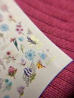 Nail Water Decal CF-143 | Wildflower Water Slide Nail Decals | Colorful Blooms & Gold Foil Accents - UASLIDER