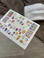 Nail Water Decal CF-147 | Colorful Smiley Water Slide Nail Decals | Fun Faces, Stars & Gold Foil - UASLIDER