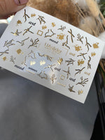 Nail Water Decal CF-163 | Abstract Nail Art Water Decals | Gold Branches, Ink Splashes & Minimalist Words - UASLIDER