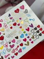 Nail Water Decal CF-165 | Love Nail Art Water Decals | Hearts, Keys & Amor Lettering Stickers - UASLIDER
