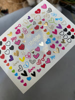 Nail Water Decal CF-165 | Love Nail Art Water Decals | Hearts, Keys & Amor Lettering Stickers - UASLIDER