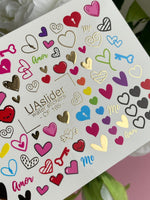 Nail Water Decal CF-165 | Love Nail Art Water Decals | Hearts, Keys & Amor Lettering Stickers - UASLIDER
