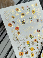 Nail Water Decal CF-167 | Summer Nail Art Water Decals | Sunflowers, Bees & Butterflies - UASLIDER