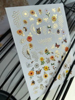 Nail Water Decal CF-167 | Summer Nail Art Water Decals | Sunflowers, Bees & Butterflies - UASLIDER