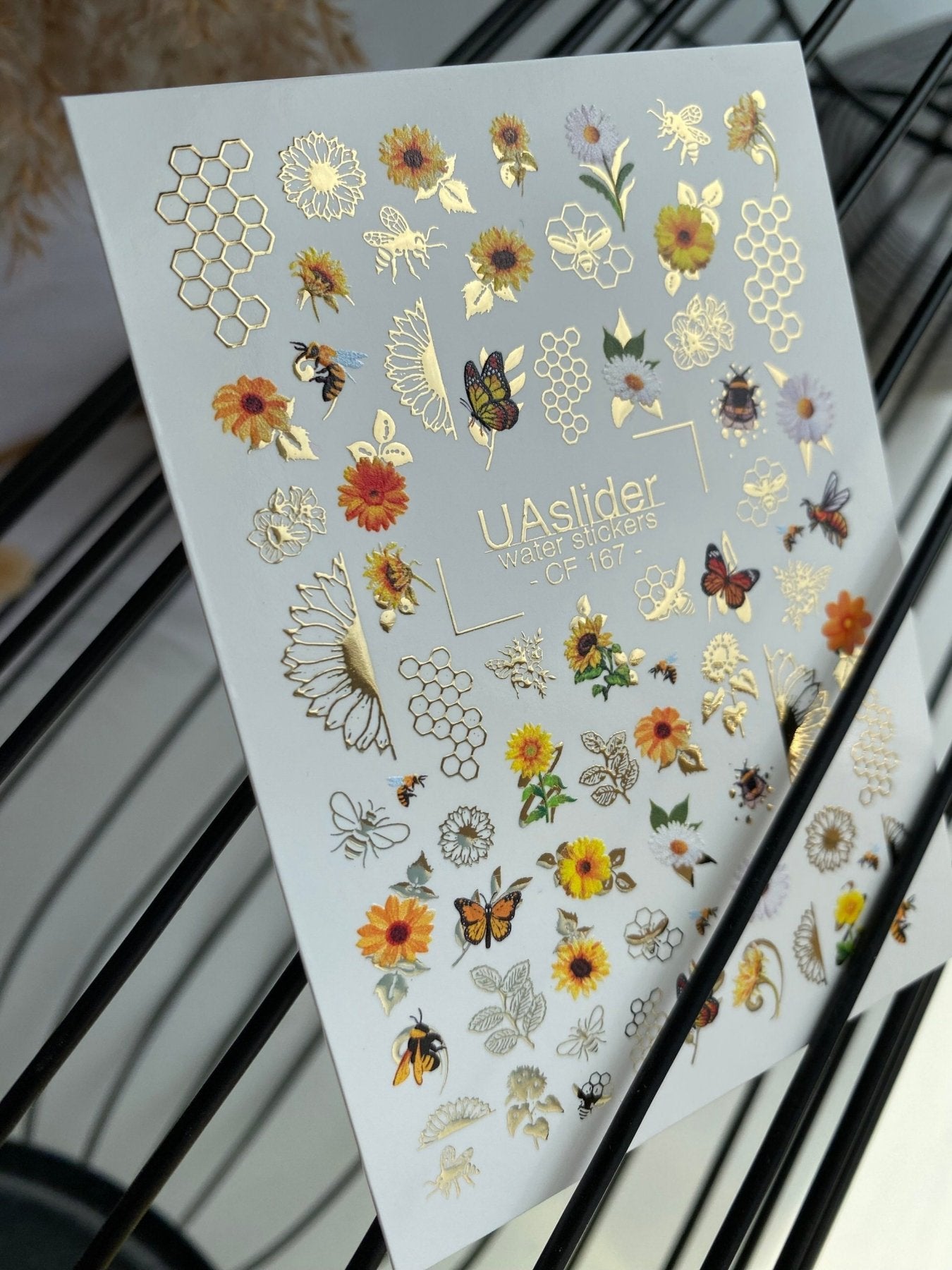 Nail Water Decal CF-167 | Summer Nail Art Water Decals | Sunflowers, Bees & Butterflies - UASLIDER