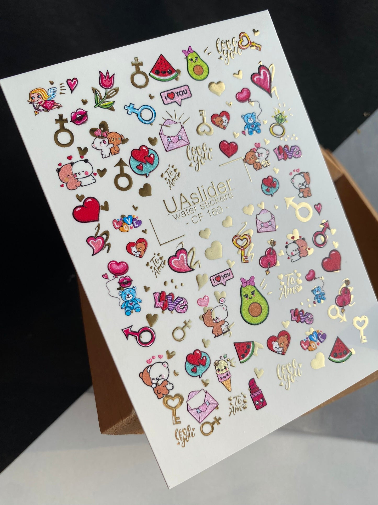 Adesivo per unghie CF-169 | Carini adesivi per unghie con amore | Orsi, cuori e avocado