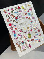 Nail Water Decal CF-169 | Cute Love Nail Water Decals | Bears, Hearts & Avocado - UASLIDER