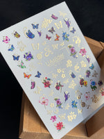 Nail Water Decal CF-171 | Water Slide Nail Decals with Butterflies & Flowers | Colorful Floral Nail Art - UASLIDER