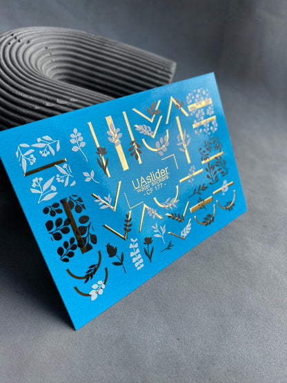 Nail Water Decal CF-177 | Minimalist Botanical Nail Water Decals | Black & White Leaves with Golden Geometry