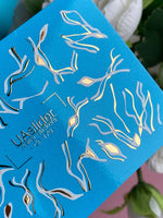 Nail Water Decal CF-179 | Abstract Line Nail Water Decals | Wavy White & Gold Minimalist Design - UASLIDER