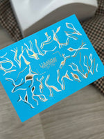Nail Water Decal CF-179 | Abstract Line Nail Water Decals | Wavy White & Gold Minimalist Design - UASLIDER